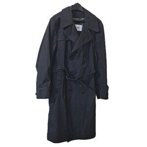 American Apparel DPSC Men's 42S All Weather Army Black Trench Coat Zip Lining